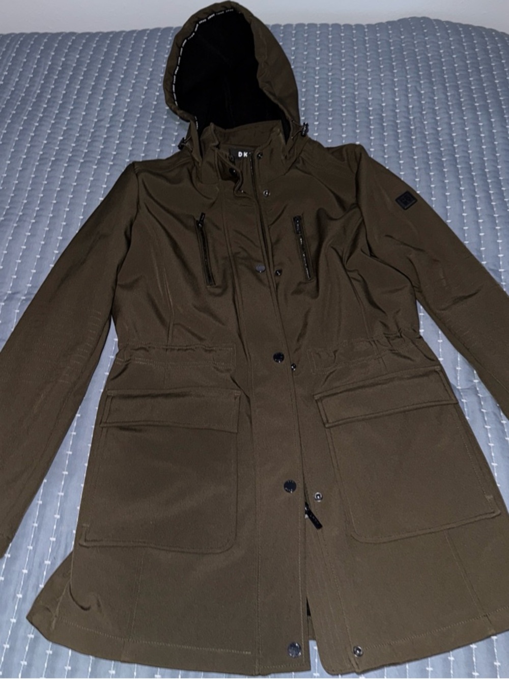 DKNY Olive Green Hooded Utility Jacket